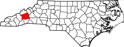 North Carolina Map showing Buncombe County
