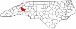 North Carolina Map showing Burke County