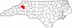 North Carolina Map showing Caldwell County