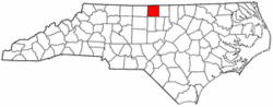 North Carolina Map showing Caswell County