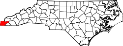 North Carolina Map showing Cherokee County