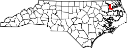 North Carolina Map showing Chowan County