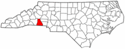 North Carolina Map showing Cleveland County