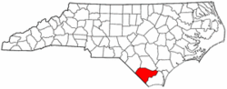North Carolina Map showing Columbus County