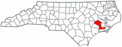 North Carolina Map showing Craven County