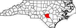 North Carolina Map showing Cumberland County