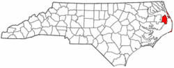 North Carolina Map showing Dare County