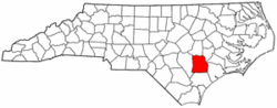 North Carolina Map showing Duplin County