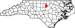 North Carolina Map showing Durham County