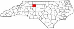 North Carolina Map showing Forsyth County