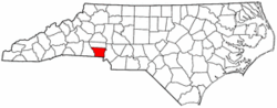 North Carolina Map showing Gaston County