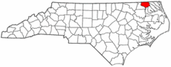 North Carolina Map showing Gates County