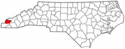 North Carolina Map showing Graham County
