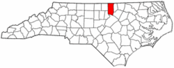 North Carolina Map showing Granville County