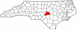 North Carolina Map showing Harnett County