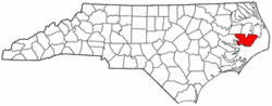 North Carolina Map showing Hyde County