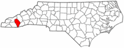 North Carolina Map showing Jackson County