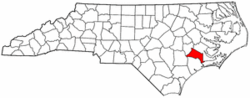 North Carolina Map showing Jones County