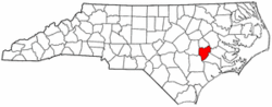 North Carolina Map showing Lenoir County