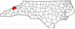 North Carolina Map showing Madison County