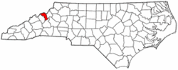 North Carolina Map showing Mitchell County