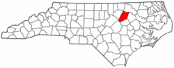 North Carolina Map showing Nash County