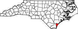 North Carolina Map showing New Hanover County