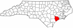 North Carolina Map showing Onslow County