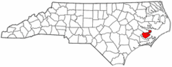North Carolina Map showing Pamlico County