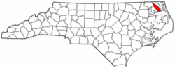 North Carolina Map showing Pasquotank County