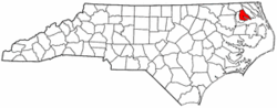 North Carolina Map showing Perquimans County