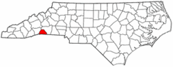 North Carolina Map showing Polk County