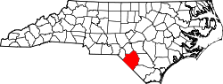 North Carolina Map showing Robeson County