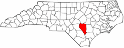 North Carolina Map showing Sampson County