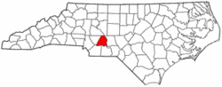 North Carolina Map showing Stanly County