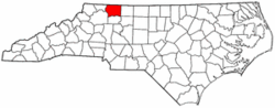 North Carolina Map showing Surry County