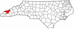 North Carolina Map showing Swain County