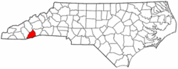 North Carolina Map showing Transylvania County