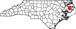 North Carolina Map showing Tyrrell County