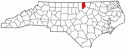 North Carolina Map showing Vance County
