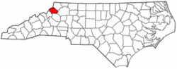 North Carolina Map showing Watauga County