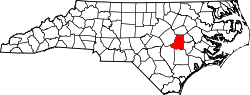 North Carolina Map showing Wayne County