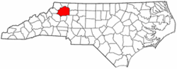 North Carolina Map showing Wilkes County