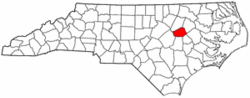 North Carolina Map showing Wilson County