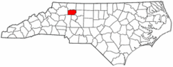 North Carolina Map showing Yadkin County
