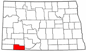 North Dakota Map showing Adams County