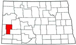North Dakota Map showing Billings County