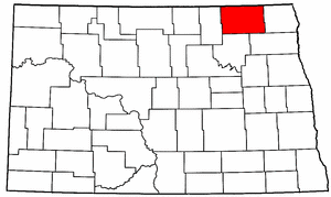 North Dakota Map showing Cavalier County