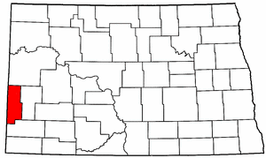 North Dakota Map showing Golden Valley County