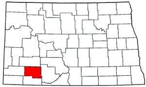 North Dakota Map showing Hettinger County